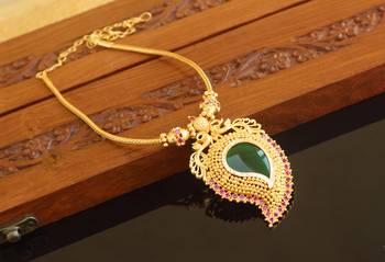 Kerala style gold platted mango peacock palakka necklace 2