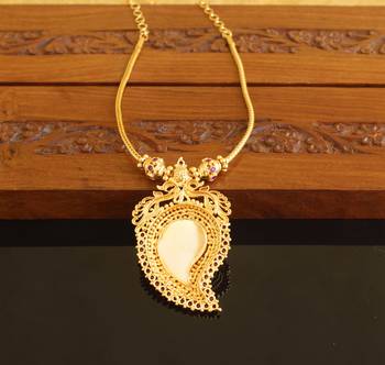 Kerala style gold platted mango peacock palakka necklace 4