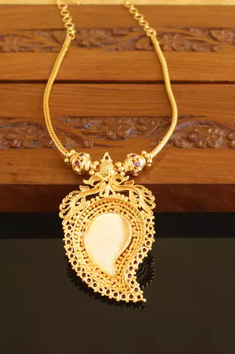 Kerala style gold platted mango peacock palakka necklace