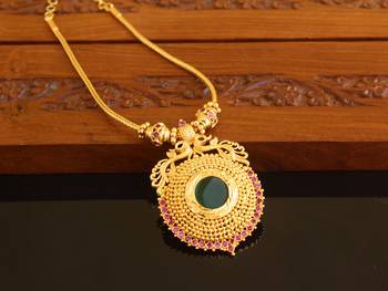 Kerala style gold platted peacock palakka necklace 1