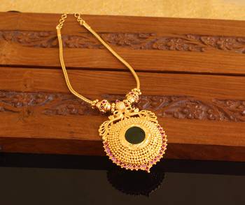 Kerala style gold platted peacock palakka necklace 2