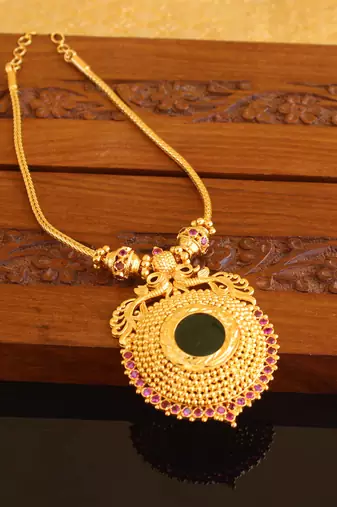 Kerala style gold platted peacock palakka necklace