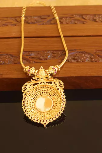 Kerala style gold platted peacock palakka necklace