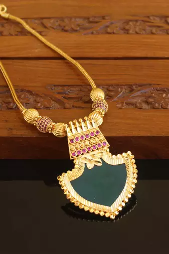 Kerala style gold platted palakka necklace