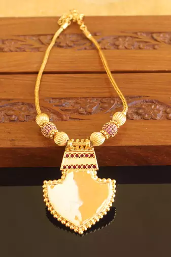 Kerala style gold platted palakka necklace