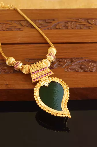 Kerala style gold platted mango palakka necklace