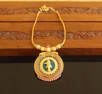 Kerala style gold platted krishna palakka necklace 1