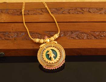 Kerala style gold platted krishna palakka necklace 2