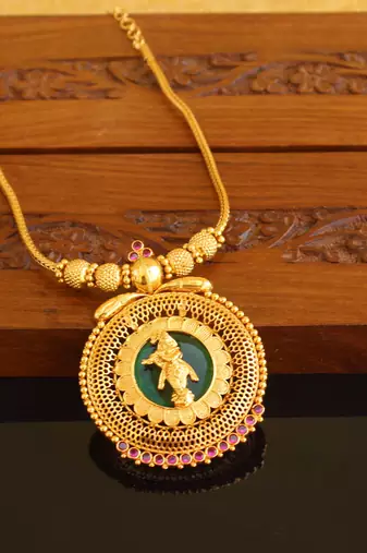 Kerala style gold platted krishna palakka necklace