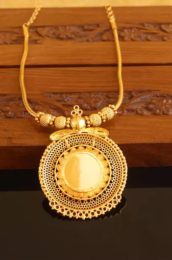 Kerala style gold platted krishna palakka necklace