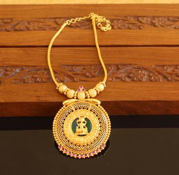 Kerala style gold platted lakshmi palakka necklace 1