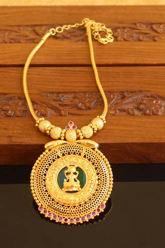Kerala style gold platted lakshmi palakka necklace