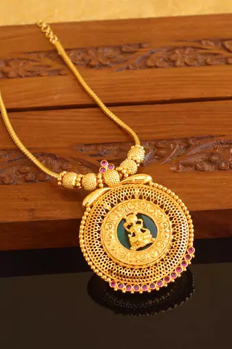Kerala style gold platted lakshmi palakka necklace