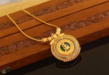 Kerala style gold platted lakshmi palakka necklace 3