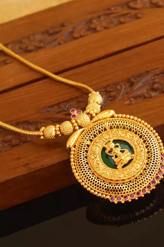 Kerala style gold platted lakshmi palakka necklace
