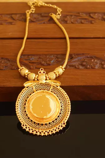 Kerala style gold platted lakshmi palakka necklace