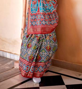 Grey silk blend Blend Saree With Unstitched Blouse Piece 3