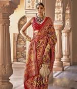 Yellow silk blend Blend Saree With Unstitched Blouse Piece