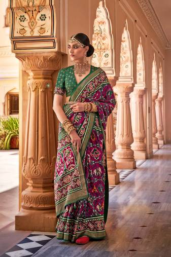 Wine silk blend Blend Saree With Unstitched Blouse Piece
