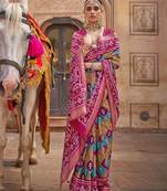 Kimisha women's multi silk saree with unstitched blouse piece