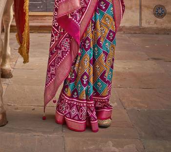 Kimisha women's multi silk blend saree with unstitched blouse piece 3
