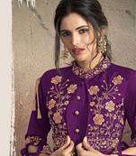 Light Purple Resham & Jari Embroidery With Stone Work Tafeta Art Silk Stiched Readymade Gown