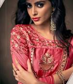 Old Rose Pink Jari & Resham Embroidery With Stone Work Satin Silk Stiched Readymade Gown