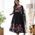 blacl Colour Soft Organza Tabi Silk Fully Stitched Printed Stiched Gown