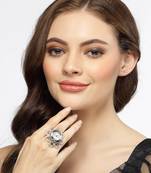 Sasha elegant silver plated finger ring watch with cz stones