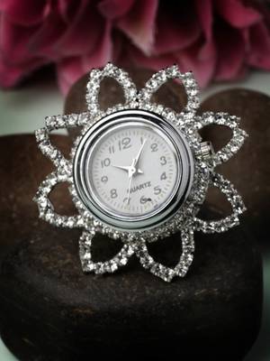 Sasha elegant silver plated finger ring watch with cz stones 2