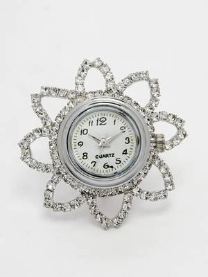 Sasha elegant silver plated finger ring watch with cz stones 3