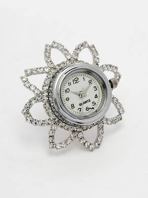 Sasha elegant silver plated finger ring watch with cz stones 4