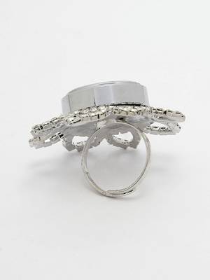 Sasha elegant silver plated finger ring watch with cz stones 5