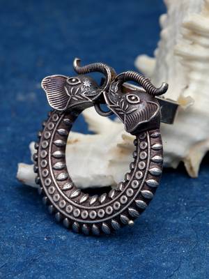 Sasha vintage oxidized silver elephant design finger ring 1