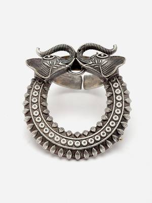 Sasha vintage oxidized silver elephant design finger ring 3