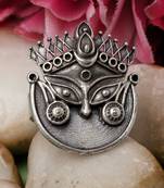 Sasha vintage oxidized silver lord maa durga design finger ring