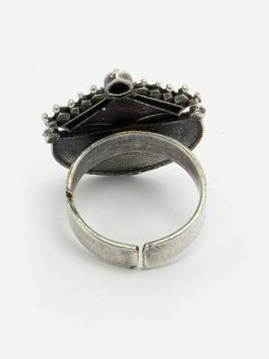 Sasha vintage oxidized silver lord maa durga design finger ring 4