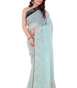 Blue Organza Saree For Women With Blouse Sd29116