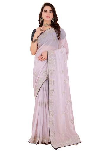Purple Organza Saree For Women With Blouse Sd29118