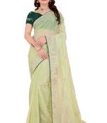 Green Organza Saree For Women With Blouse Sd29119