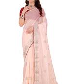 Peach Organza Saree For Women With Blouse Sd29120