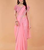 Pink Georgette Saree For Women With Blouse Sd29138