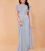 Grey Georgette Saree For Women With Blouse Sd29141