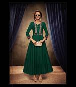 Green Thread Embroidery Rayon Stiched Readymade Gown