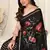 Black chiffon printed saree with unstitched blouse piece