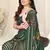 Dark Green Chiffon Floral/Stripes Print Printed Saree With Unstitched Blouse Piece