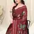Maroon Chiffon Floral/Stripes Print Printed Saree With Unstitched Blouse Piece