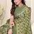 Olive Green Chiffon Block Print Printed Saree With Unstitched Blouse Piece