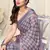 Dusty Lavender Chiffon Block Print Printed Saree With Unstitched Blouse Piece