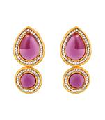 Stefan gold plated glassy purple kundan earrings for women (cajns1060)